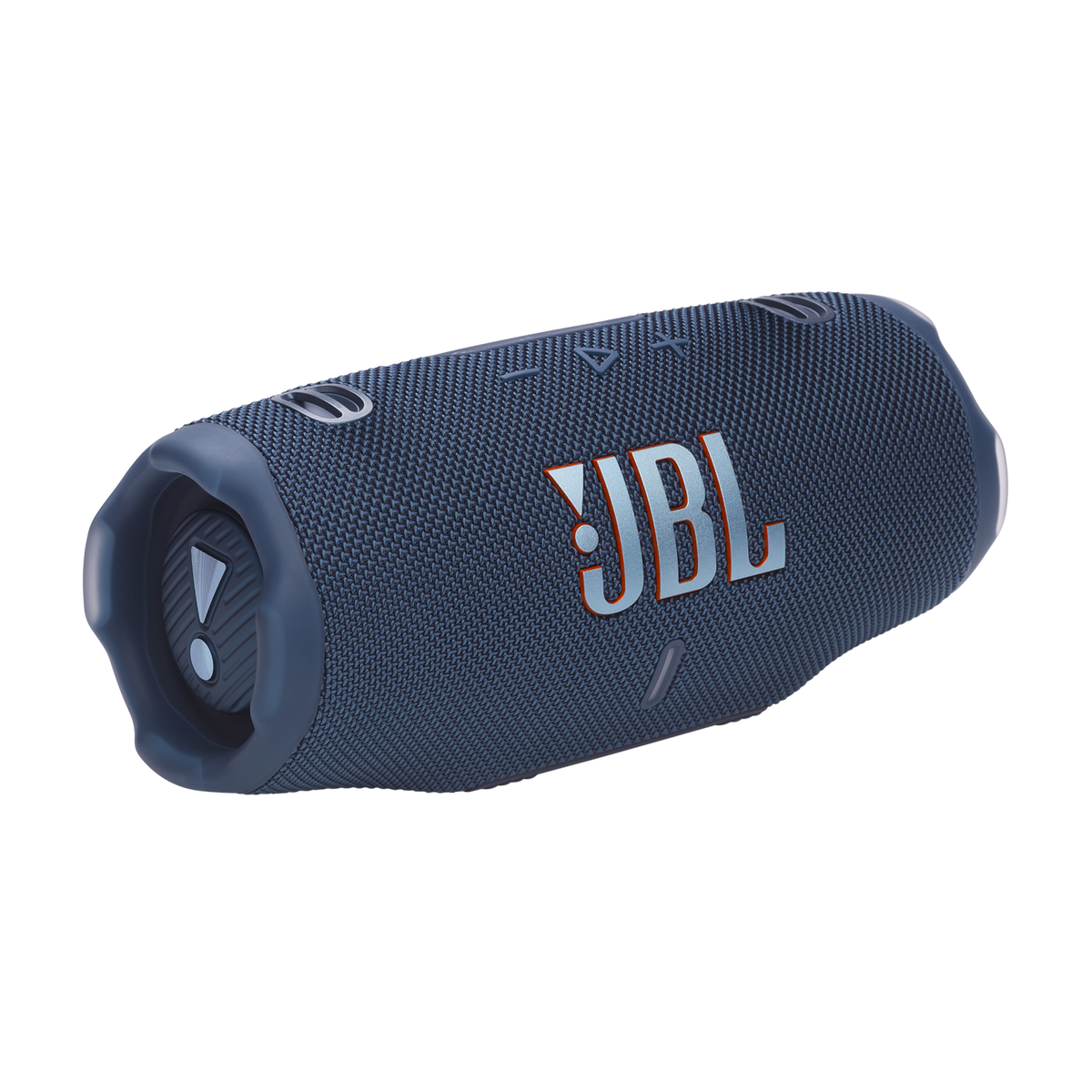JBL Charge 6 in Blau, schräge Vorderansicht