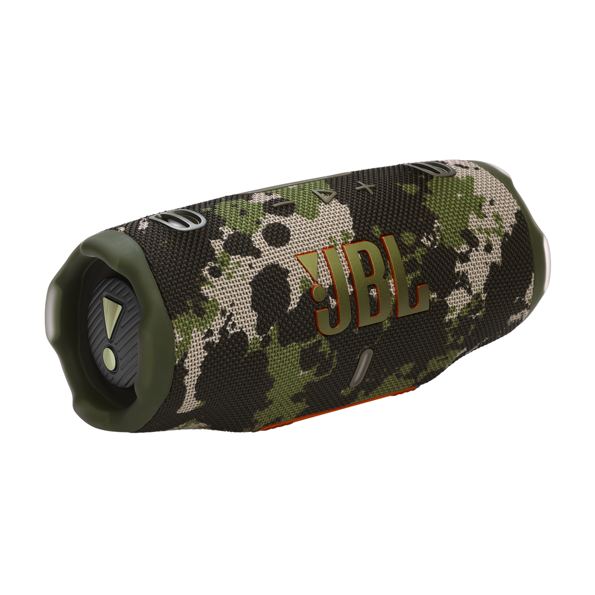 JBL Charge 6 in Camouflage, schräge Vorderansicht