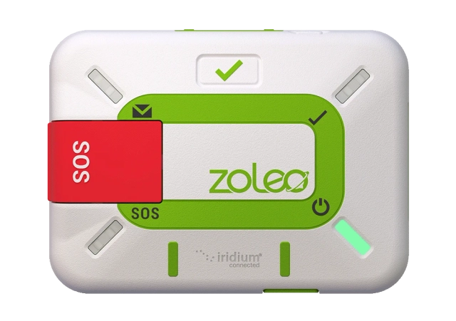 ZOLEO ZL1500 satellite communicator, light grey front view