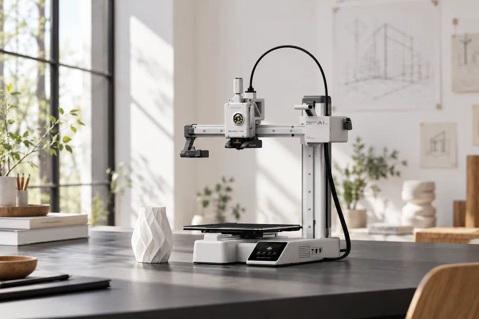 Bambu Lab A1 mini ohne AMS lite auf einem Studiotisch