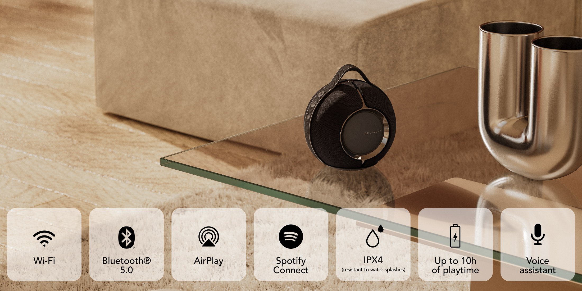 Devialet Mania portátil em movimento